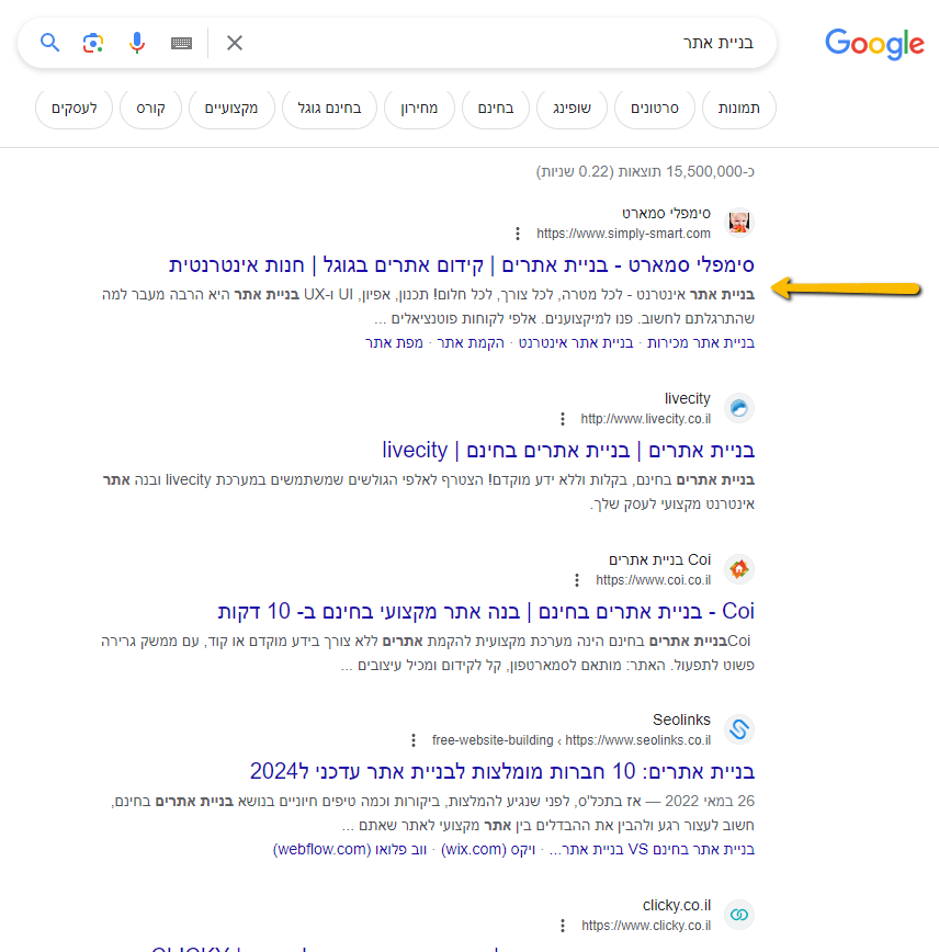 בניית אתר מקום ראשון בגוגל